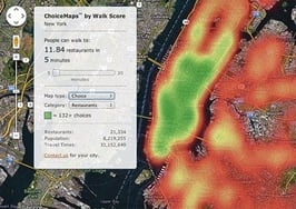 Walk Score 'ChoiceMaps' show depth of neighborhood amenities