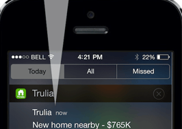 Trulia's updated smartphone app alerts consumers to new listings nearby