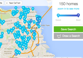 Show me homes near surf spots and Google buses, please