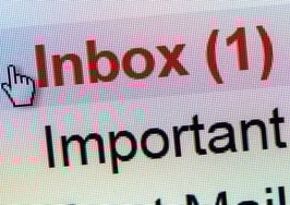 A close up of an email inbox
