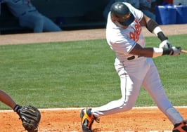 Sammy Sosa batting during spring training in 2005.
