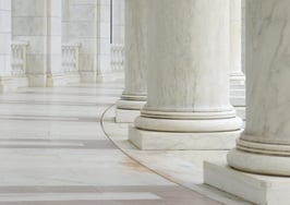 Courthouse pillars in shadow