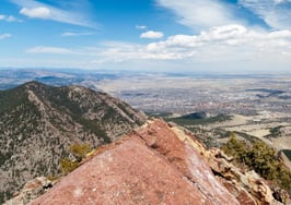 A panoramic view of Boulder from the mountains