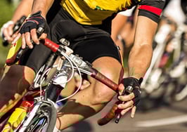 Bike racers rounding a corner