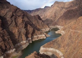 A canyon with a low water level