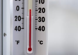 A thermometer reading below zero