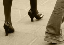 A man and woman walking together