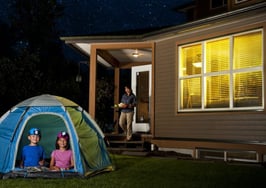 Kids camping in the backyard