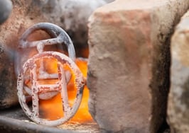 A cattle brand in the fire