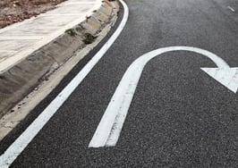 A reverse arrow on a street