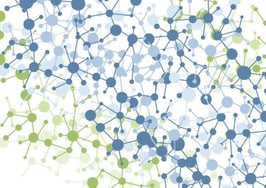 A molecular structure featuring linked dots