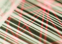 A barcode with a laser scanner