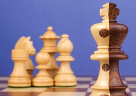 A chess board showing a merged king