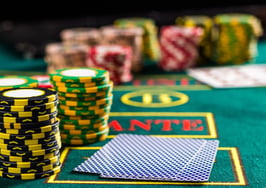 Poker chips and cards on a table