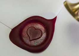 A heart seal on a letter