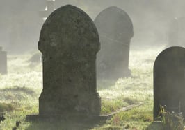 A misty graveyard