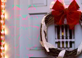 A holiday wreath on a door
