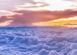 A bird's eye view of the clouds and sunrise