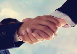 A handshake from a low angle