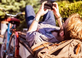 A young man on his phone