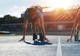Two runners at the starting line
