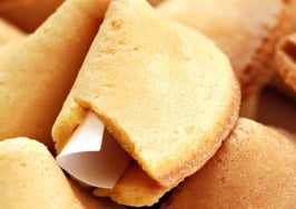 A close-up of a fortune cookie