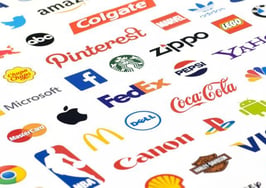 Popular brand names on a white background