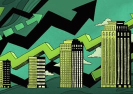 Up arrow buildings growth increase success