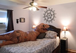 A giant T. rex costume is helping this real estate agent sell a home