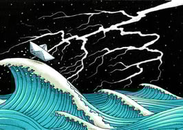 Giant wave hurricane storm