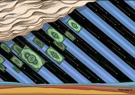 Money dollars falling from sky