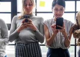 People on smartphones mobile phones