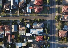Homes overhead aerial view houses