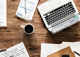 Desk with objects and computer