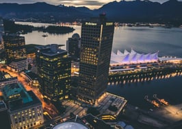 Vancouver, BC Canada skyline at night