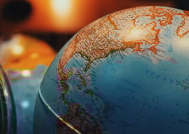 Globe showing North America, United States, South America, Central America, parts of Europe