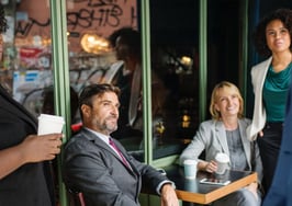 Business people taking a break outside
