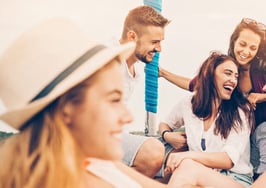 Young people hanging out and laughing