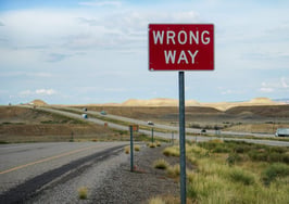 Wrong way road sign