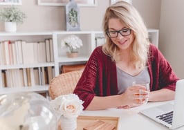 woman working from home on a laptop