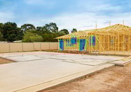 view of construction site and house foundation in preparation process