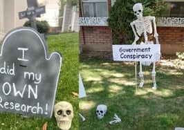 Homeowners 'jab' at anti-vaxxers with grim Halloween displays