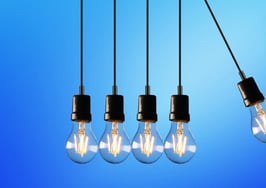 lightbulbs on blue background