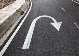 A reverse arrow on a street