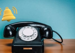 A telephone with a ringing bell above it to represent marketing that makes the phone to ring.