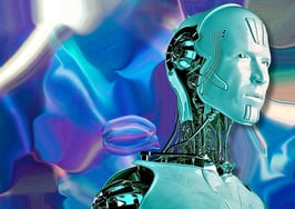 Robot face symbolizing AI trust signals.