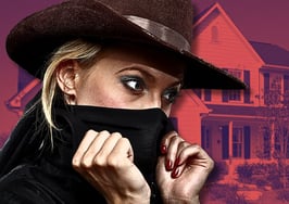 woman in spy gear in front of house to represent don't be a secret agent