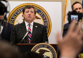 U.S. Pardon Attorney Ed Martin, who is heading up the Trump administration's investigations of alleged mortgage fraud by political opponents, at a May 13 press conference.