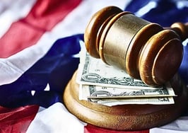 gavel and American flag with money