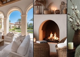 A collage of beautifully staged rooms with a cozy feel to signify fall luxury home staging.